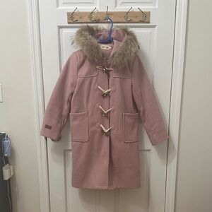 Kids Pink Fur-Trimmed Coat